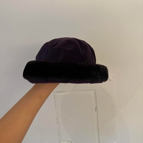Chic Purple Fur-Trimmed Hat